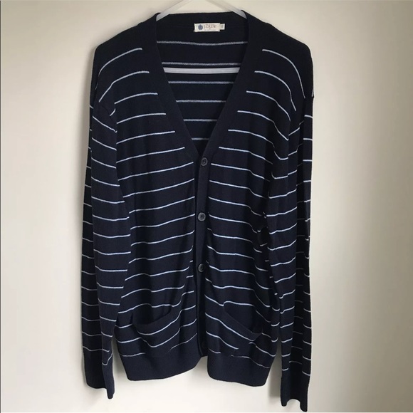 J. Crew Other - J Crew Cardigan Striped Men’s Navy Blue Cashmere